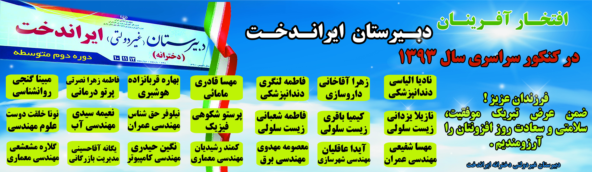 افتخارآفرینان در کنکور سراسری 1393
